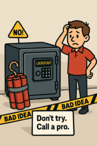 Safe service technician diagnosing a safe that won’t open in Northwest Arkansas.