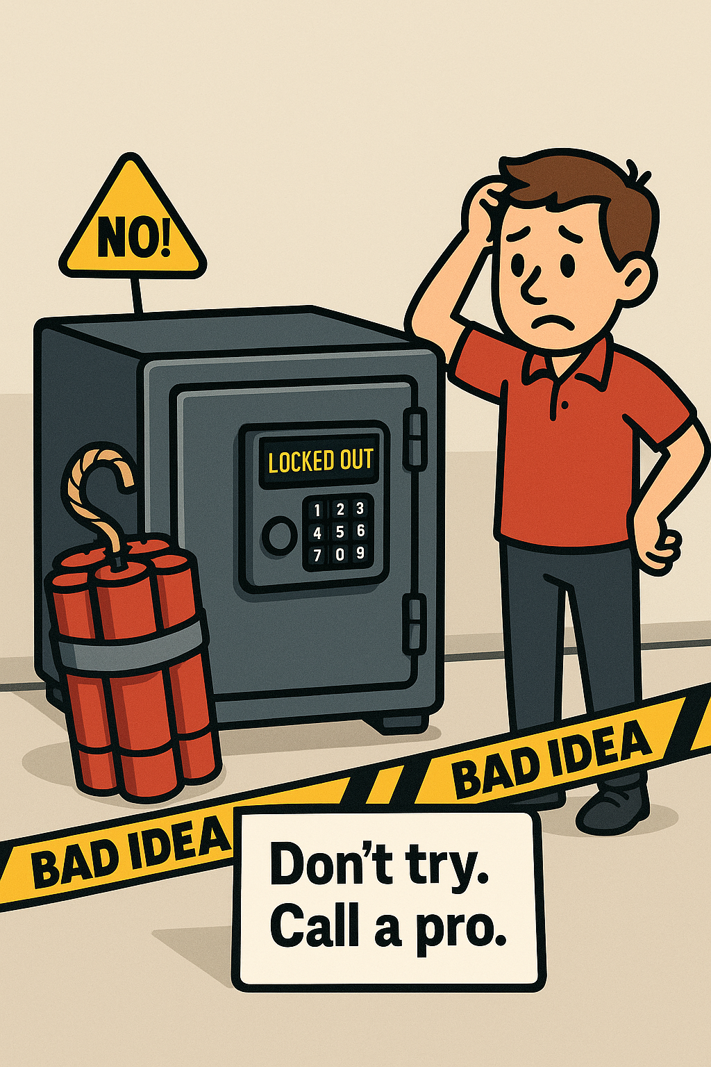 Safe service technician diagnosing a safe that won’t open in Northwest Arkansas.